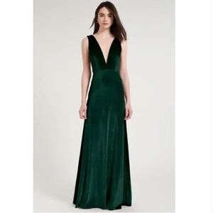 Jenny Yoo Logan Elegant Green Velvet Dress